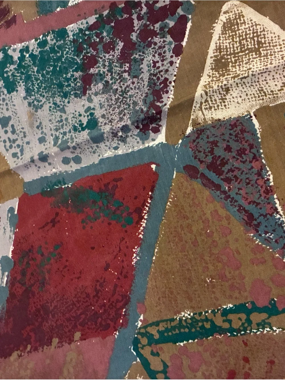 Set Of 2 Vintage 90's Abstract Geometric Burgundy Green 20x40 Hotel Pillowcases